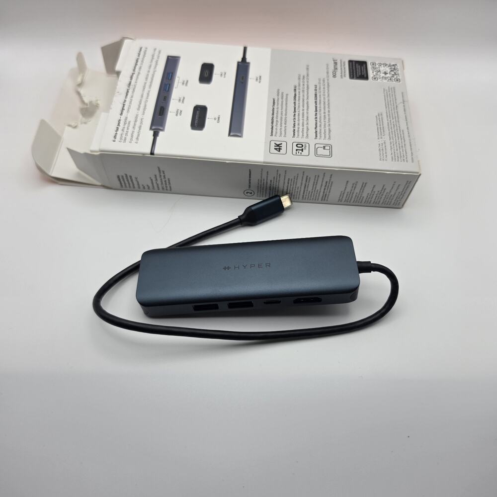 Open Box Hyper HyperDrive Next 6-Port USB-C Hub HDMI 4K 100W PD SD 10Gbps